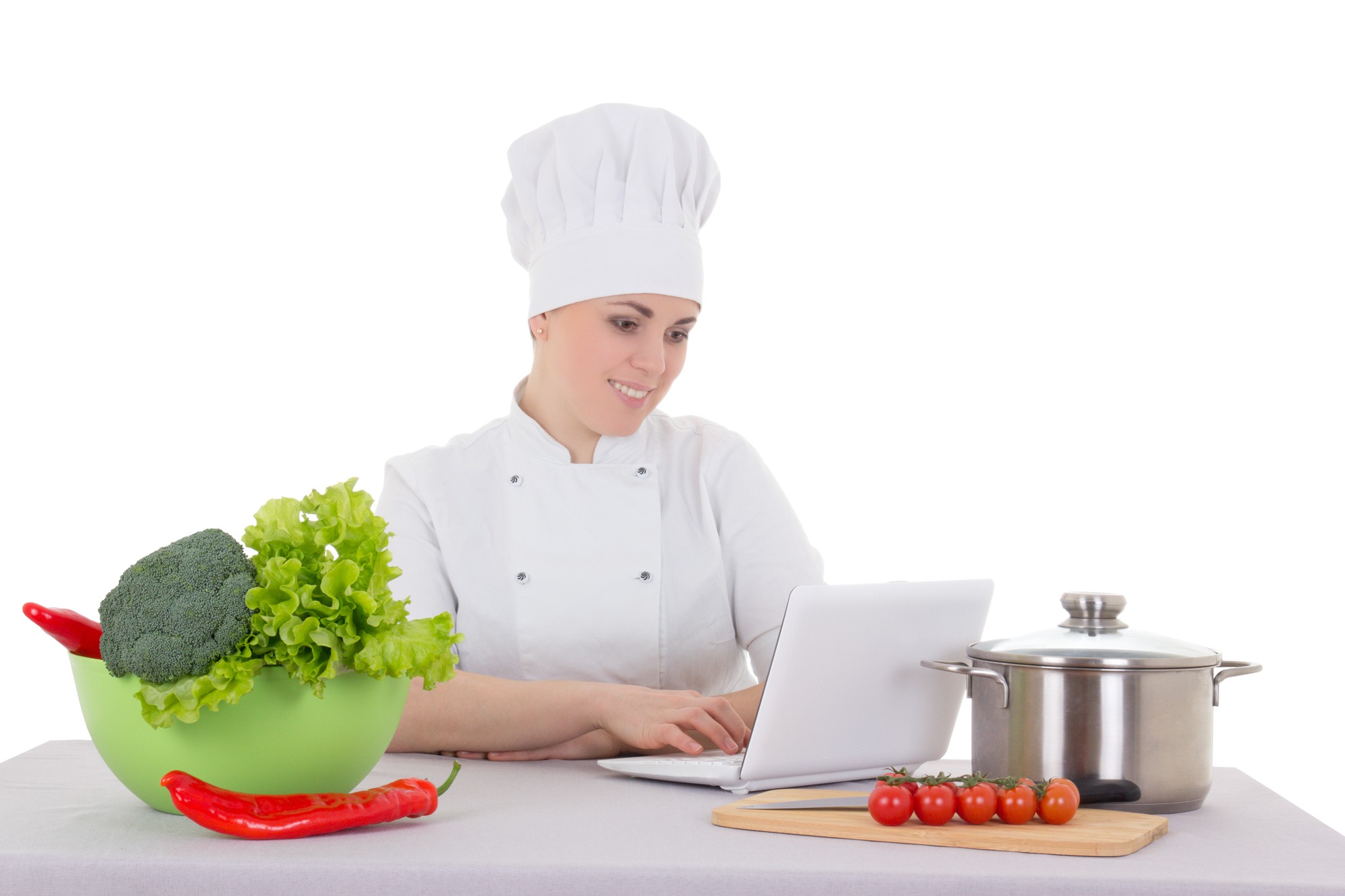 Interno di cucina didattica con chef al lavoro